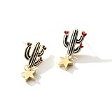 Cute Plants Hypoallergenic Stud Earrings Cactus and