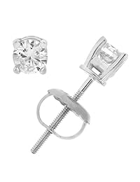 Aretes de tuerca con diamante de 2 3 ó 3 4 cttw de 14 quilates de oro blanco con certificado