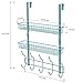 NEX Upgrade Over The Door Hook Shelf Organizer 5 Hooks with 2 Baskets Storage Rack for Coats & Towels, Chrome(Aqua Blue)