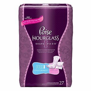 Poise Hourglass Pads, Ultimate, 27 Count (Pack of 4)