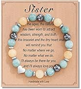 HGDEER Natural Stone Sister Bracelet, Sister Meaningful Gifts for Women Girls with Gift Message Card