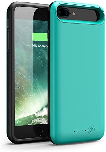 iPhone 7 Plus Battery Case, Foxin Super Capacity [8000 mAh] Extended Battery Charger Case Rechargeable Power Bank Battery Charging Case for iPhone 7 Plus/6 Plus/6S Plus(5.5 inch) (Mint Green)