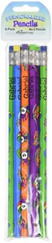 NameStar Personalized #2 Pencils, Snake/Heart and Skull Designs, Pack of 8 - Gabriel (96082)