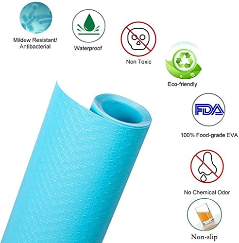 Aliyya Shelf Liner Kitchen Drawer Mats, Non-Adhesive EVA Cabinet Liners Non Slip Waterproof Refrigerator Liners for Shelves for Cupboard, Cabinet, Drawer Liner - Blue, 17.7 X 78.7 Inches