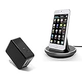 RND FAST Charging Type C Dock for Google (Pixel, Pixel XL,) HTC 10, LG (G5, G6, V20, V30), OnePlus (2,3), Samsung Galaxy (S8, S8 Plus, Note 8) (works with or without a case) (black w/ silver trim)