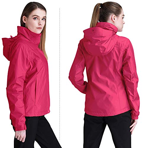 image for CAMEL CROWN Womens Waterproof Rain Jacket Lightweight Hooded Windbreak