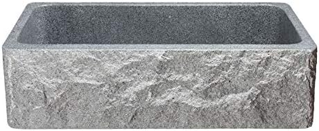 The Allstone Group, 36" Kitchen Farmhouse Sink, Single Basin, Chiseled Front, Mercury Granite Natural Stone, Honed