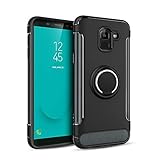 QiongNi Case for Samsung SM-J600G/DS Galaxy On6 2018 / Galaxy J6 2018 SM-J600F/DS SM-J600FN SM-J600L SM-J600N SM-J600GF/DS SM-J600FN/DS Case Cover + 360 Degree Rotating Ring Holder Kickstand Black