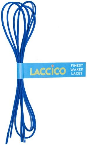 LACCICO - Men's Round Waxed Shoelaces Diameter Ø 1/8' (2.0 mm) - BLUE, Length:35.4'' (90cm);Colour:Blue