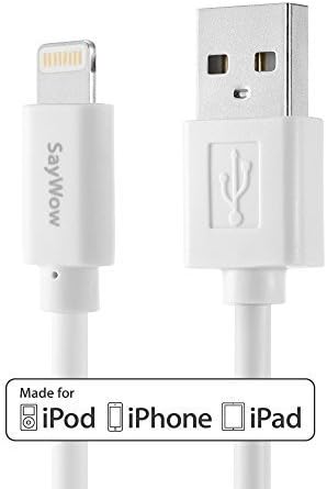 SayWow Lightning to USB Cable (Apple MFi Certified) 6ft/ 1.8m Latest iOS Supported