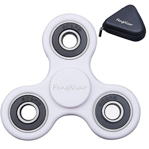 Tri-Spinner Fidget Toy 3D Printing Ceramic with Premium Quality EDC Focus Toy for Kids & Adults (White&Black)