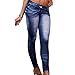 ECOSCO Women Denim Print Fake star Jeans Ankle Length Footless Pantyhose Legging Tregging Tight Skinny Slim One Size BLUE
