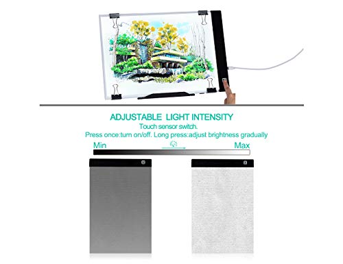 Diamond Painting A4 LED Light Pad, Dimmable Light Board Kit, Apply to Full Drill & Partial Drill 5D Diamond Painting with Detachable Stand and Clips