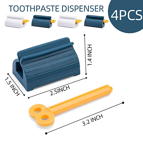 LOVEINUSA Toothpaste Dispenser, 4PCS Plastic Toothpaste Squeezer Toothpaste Roller Tube Holder Toothpaste Seat for Hair Gel Ketchup Ointments