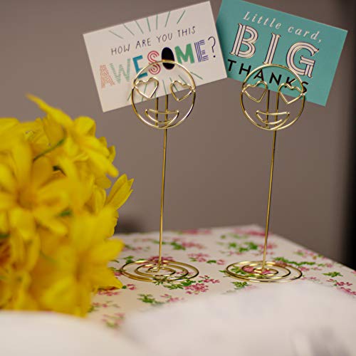 LOSTRONAUT Place Card Holders Table Number Holder - Picture Holder Stand | 20 Pack Heart Eyes Emoji Number Stands for Wedding, Business Card Display, Reserved Sign, Photo Display, Memo Clip (Gold)