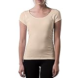 Sweatproof Undershirt for Women w/Underarm Sweat Pads (Original Fit,Scoop Neck) Beige
