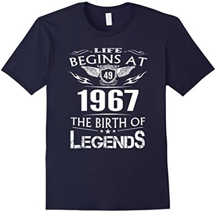 Men's Life Begin At 49- 1967 Birth Legends 49th Birthday T-shirts Medium Navy