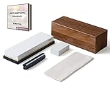 Premium Whetstone 5000/10000 Grit Knife Sharpening Stone | Non-Slip Antique Customized Box | 2 Sided Polishing Blade Kit | 6-in-1 Sharpener Waterstone Set for Straight Razor