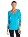 Hanes Women's Lightweight Split Neck Tunic, Bold Blue, Large