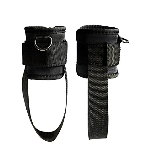 Workouty Pair of Adjustable Ankle Cuffs with Feet Straps for Cable Machine Attachment (Black) - Thumbnail 5