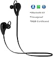 Bluetooth Headphones,HaMi Noise Cancelling Headset Wireless Stereo Earbuds with Microphone Gym Running Sports Sweatproof For Android IOS Devices [12-Month Warranty] - Black