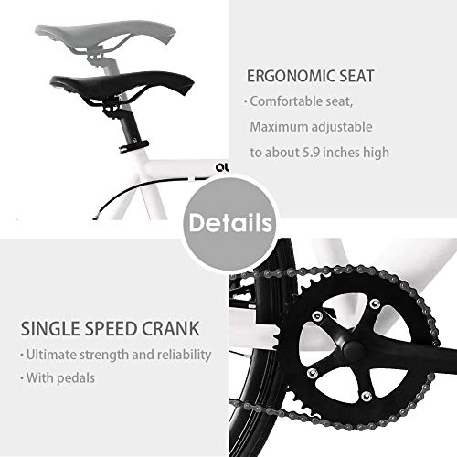 Max4out Track Bikes Single Speed Urban Fixie Road Bike 700 cc Track Bicycle White - Thumbnail 4