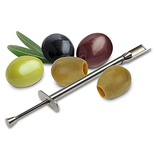 EXULTIMATE Brushed Stainless Steel Olive Stuffer Tool Garlic, Pimento