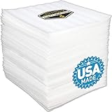 50 Pack of 1/8" Thick Mighty Gadget (R) 12" X 12" Foam Wrap Sheets, Safely Wrap Dishes, China, and Furniture, Foam Wraps Cushioning for Moving Storage Packing and Shipping Supplies, 50-Pack (White)