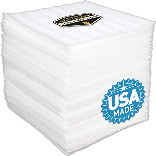 50 Pack of 1/8" Thick Mighty Gadget (R) 12" X 12" Foam Wrap Sheets, Safely Wrap Dishes, China, and Furniture, Foam Wraps Cushioning for Moving Storage Packing and Shipping Supplies, 50-Pack (White)