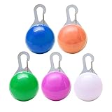 Clip on Dog Collar LED Lights - SySrion Safety Dog Collar 5 Pack Bundle (White + Green + Rose Red + Orange + Blue Safety Light) - Stainless Steel Carabiner Clasp - Water Resistant & Batteries Included