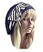 Soft Pre-tied Navy Blue Head-scarf Snood with Black & White Stripe Wrap - 093