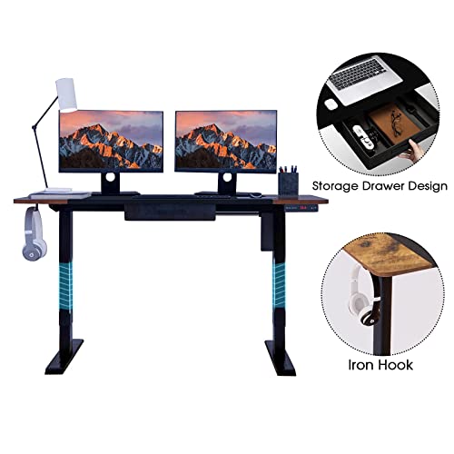 POXURIO Electric Standing Desk, Height Adjustable Lift Computer Desk