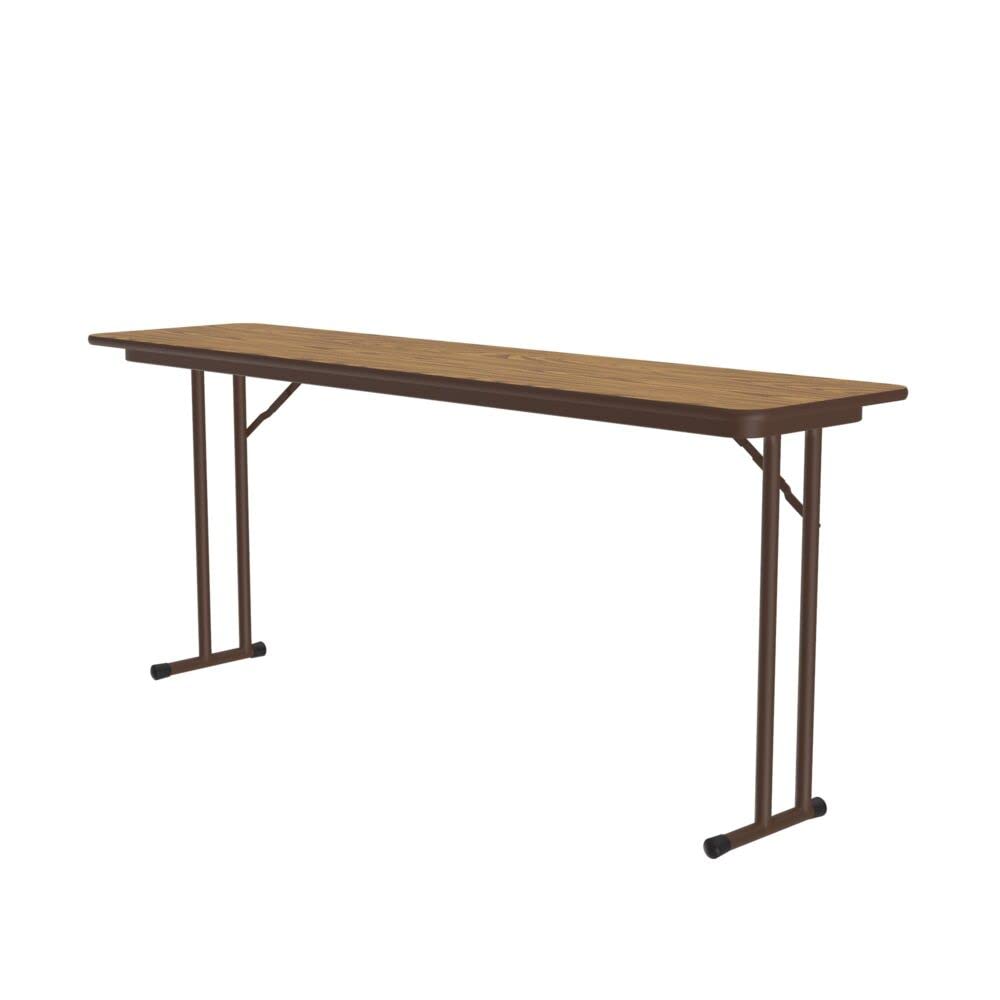 Photo 1 of Correll Seminar, Training and Classroom Table, Medium Oak, 24"x60", Thermal Laminate Top, Folding Off-Set Legs for Maximum Leg Room, Made in The USA
