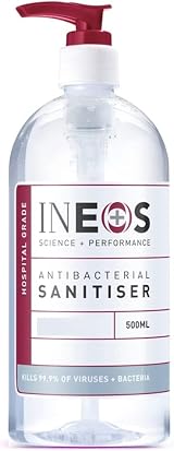 INEOS Sanitiser Gel 500ml Hospital Grade Alcohol Hand Disinfectant 75% Ethanol