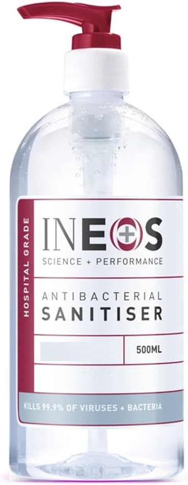 INEOS Sanitiser Gel 500ml Hospital Grade Alcohol Hand Disinfectant 75% Ethanol