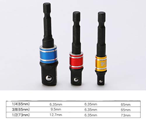 Senrob 3 Pcs Impact Grade Socket Drill Adapter Set Power Hand Tools Nut Driver 1/4" 3/8" 1/2" - Thumbnail 2