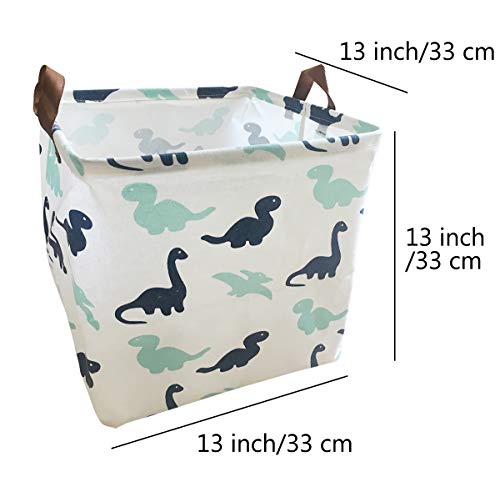 Canvas Storage Bins Toy Basket Collapsible Box Chest Organizer Water-Resistant Nursery for edroom, Closet, Kid's Toys, Laundry (Dinosaur)