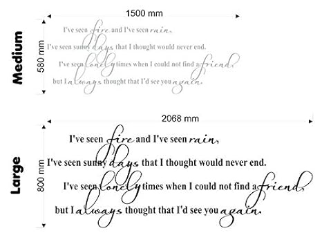 Wonderous Wall Art Wandtattoo/Wandaufkleber mit Zitat I've Fire and I've Seen Rain, groß, Papier/Vinyl, Rot