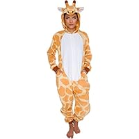 Slim Fit Animal Pajamas - Adult One Piece Cosplay Giraffe Costume by Silver Lilly (Orange / White, Large)