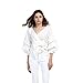 AOMEI White Blouse for Women Casual Spring Summer with Waist Belt Puff Sleeve Size XL