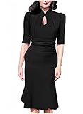 MABELER Women's 40s Vintage Style Shirtwaist Flared Tea Party Cocktail Dress