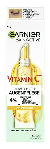 Crema de ojos antifatiga con vitamina C, para una zona radiante y despierta, contra ojeras y patas de gallo, cuidado de ojos Glow Booster, SkinActive, 1 x 15 ml