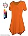 [DRSKIN] WS05 Women Handkerchief Hem Short Sleeve Long Tunic Top. (XL, Orange)