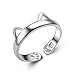 S&E Cat Ring Girls Women's Sterling Silver Rings Simple Cute Cat Design Opening Finger Ring (Dragon Cat)