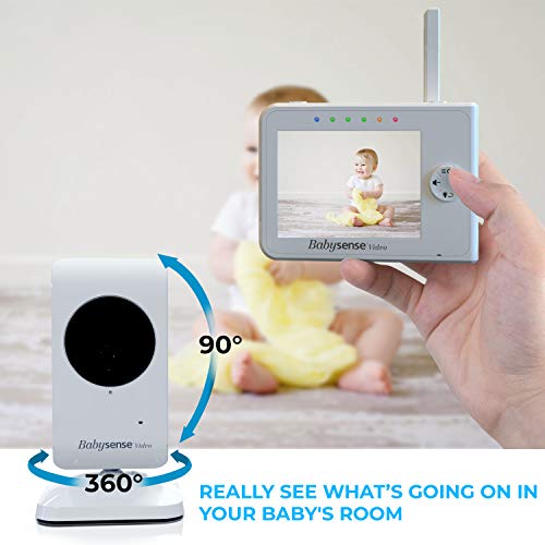 image for Upgraded - Babysense Video Baby Monitor 3.5 Inch Screen with 2 Cameras
