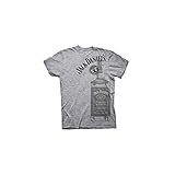 Jack Daniels Men's Daniel's Tennessee Whiskey Bottle T-Shirt Grey X-Large