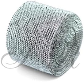 Silver Diamond Wrap Mesh Ribbon, Wedding Ribbon, Diaper Cake Ribbon, 4.75" X 30 Feet ,24 Rows for 1 Roll