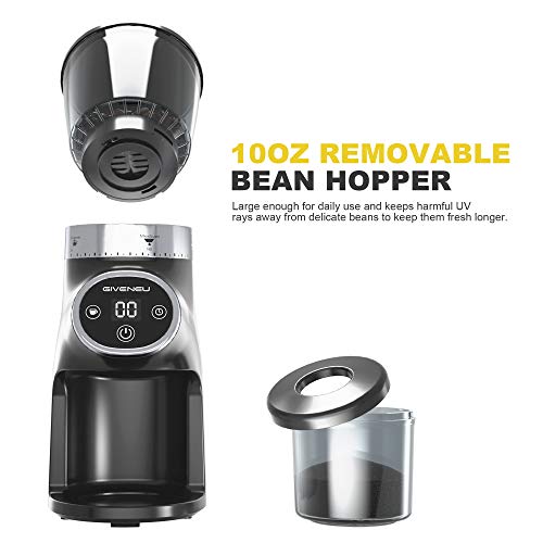 Conical Burr Coffee Grinder, GIVENEU Electric Burr Mill Coffee Bean