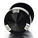 8mm Mens Black Stud Earrings Stainless Steel Illusion Tunnel Fake Ear Plugs with Black Spike Cz, 2pcs