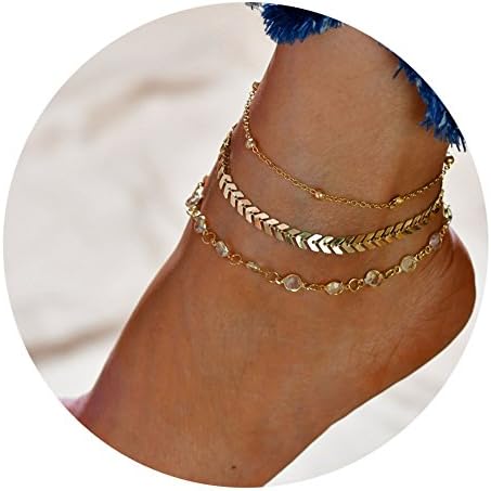 Eralove Starfish Turtle Anklet Multi-Layer Boho Handmade Tree of Life Anklet Foot Charm Jewelry Gifts for Women
